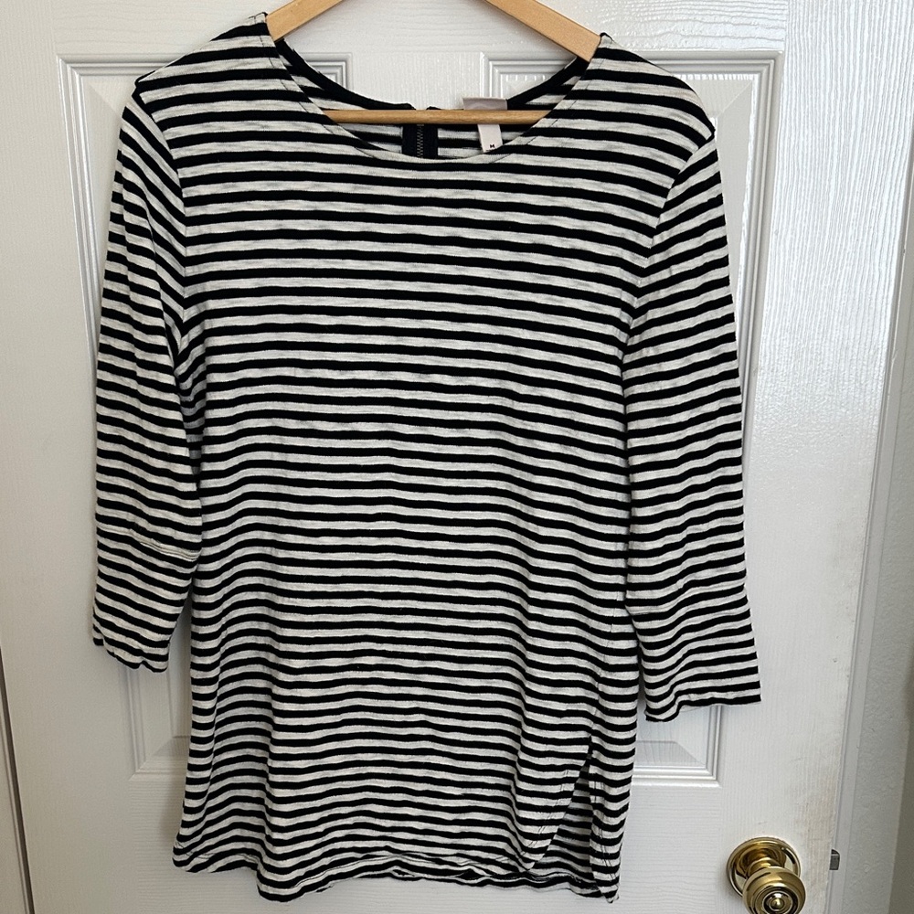 Merona Black and White Striped Long Sleeve Top